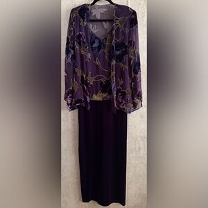 Vintage Jeffery & Dara Purple 2Pc Floral Jacket Blouse Sleeveless Dress Sz 10